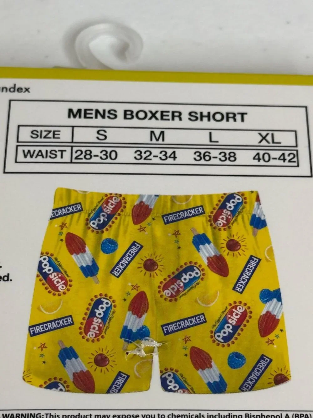Popsicle Mens XL Boxer Shorts Yellow Ice Cream Retro Novelty